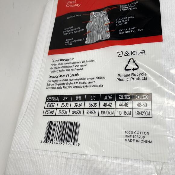 100% Cotton First Quality A-Shirt 6 Tanks Size Extra Large American Fit New - Picture 4 of 4